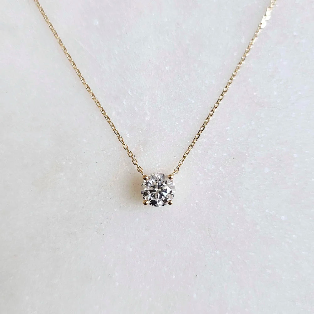 18K Classic Round Lab-grown Diamond Necklace