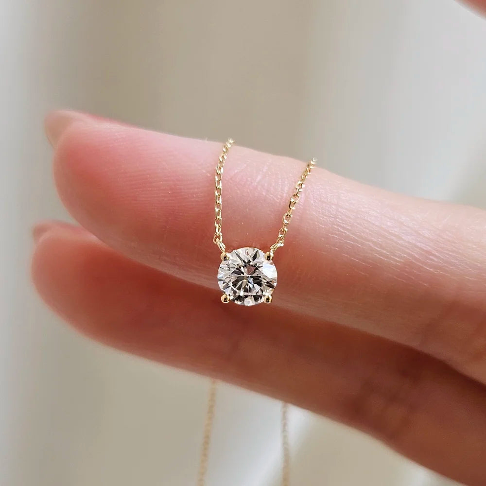 18K Classic Round Lab-grown Diamond Necklace