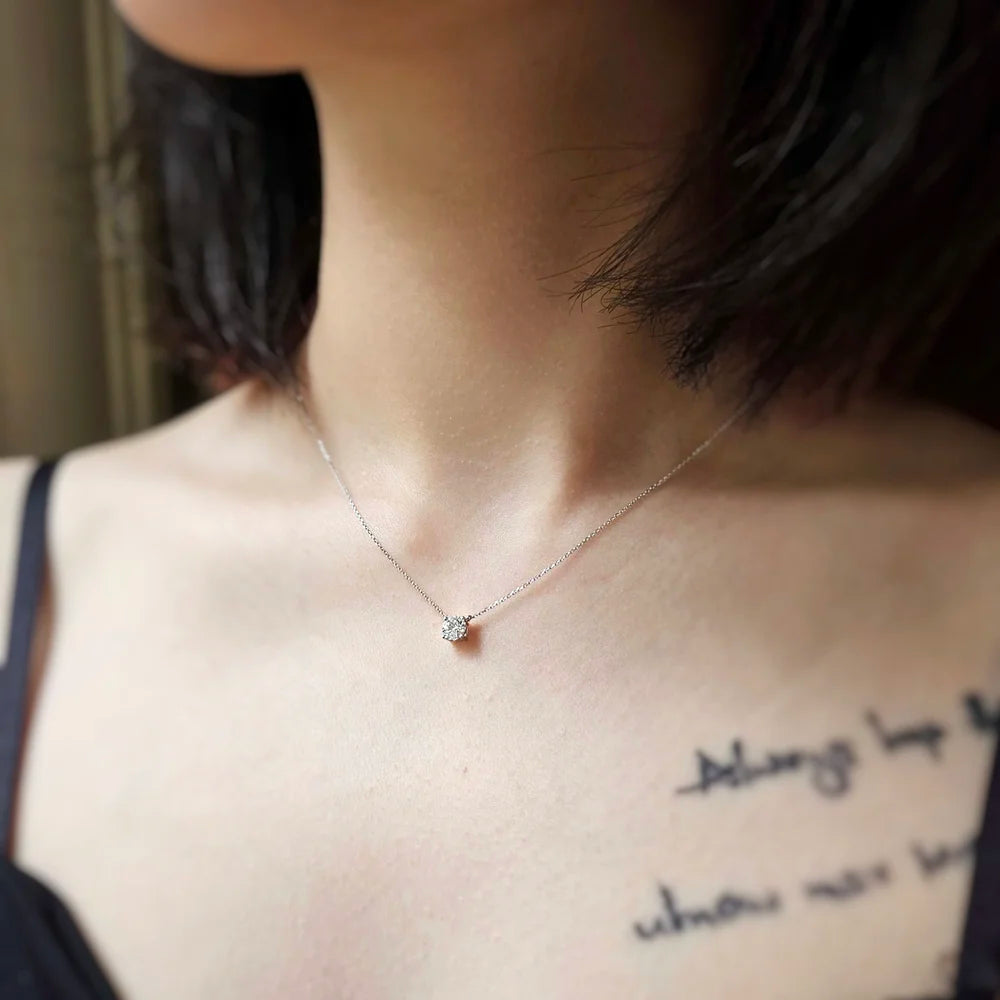 18K Classic Round Lab-grown Diamond Necklace