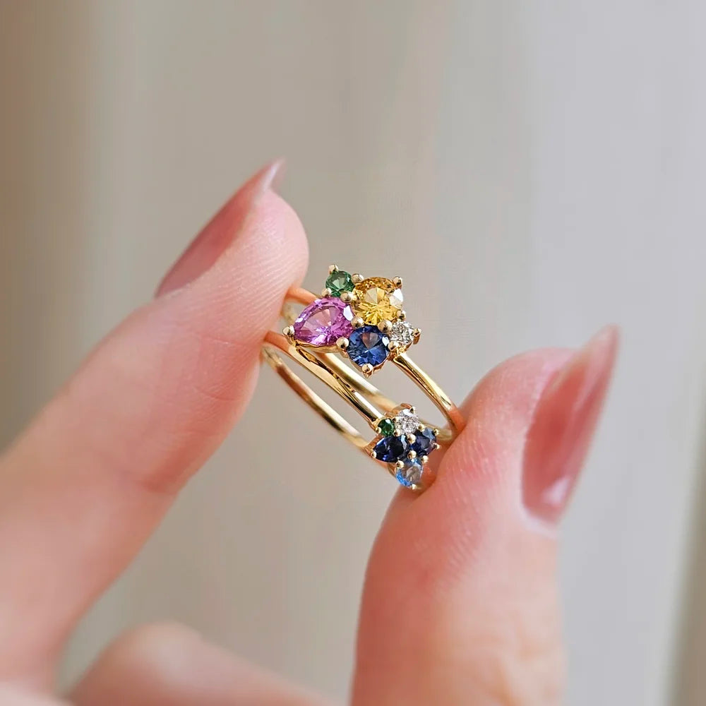 14K Mila Multi-colour Gemstone Ring