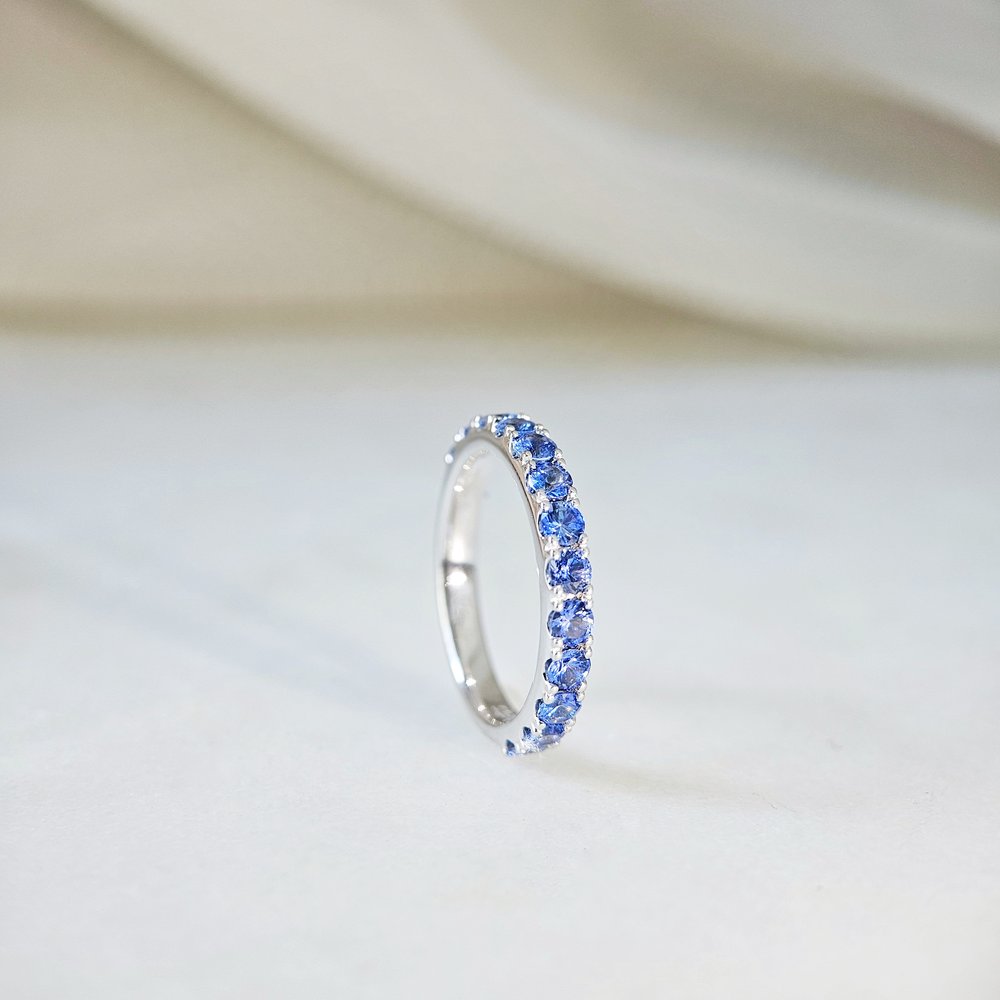 18K Classic Blue Sapphire Band - Custom made 4-6 weeks