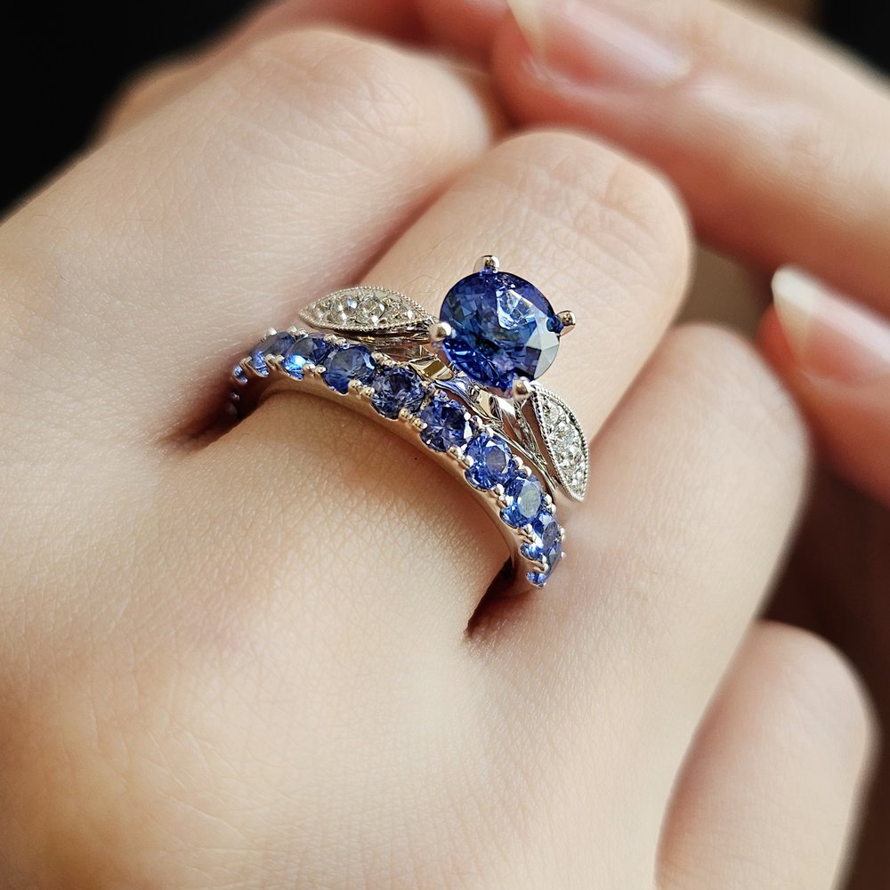 18K Classic Blue Sapphire Band - Custom made 4-6 weeks