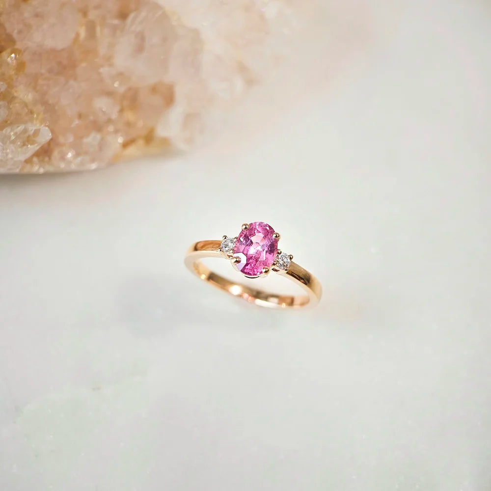 Cosmic Peach Sapphire Ring