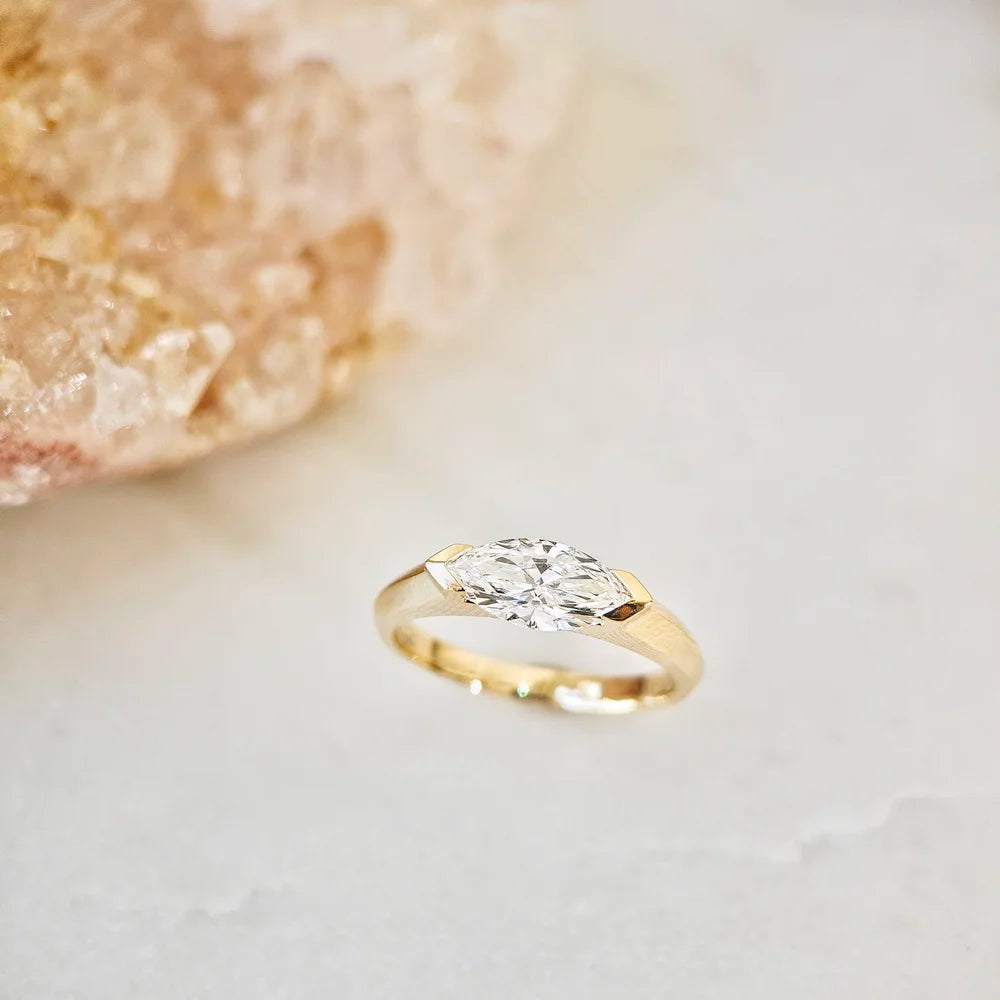 14K Half Bezel Lab-grown Diamond Ring
