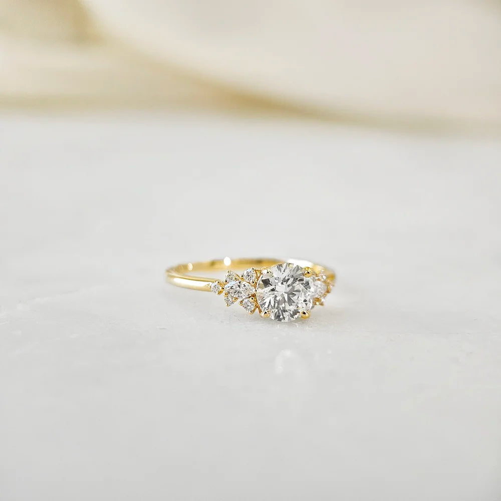 14K Sunburst Lab-grown Diamond Ring