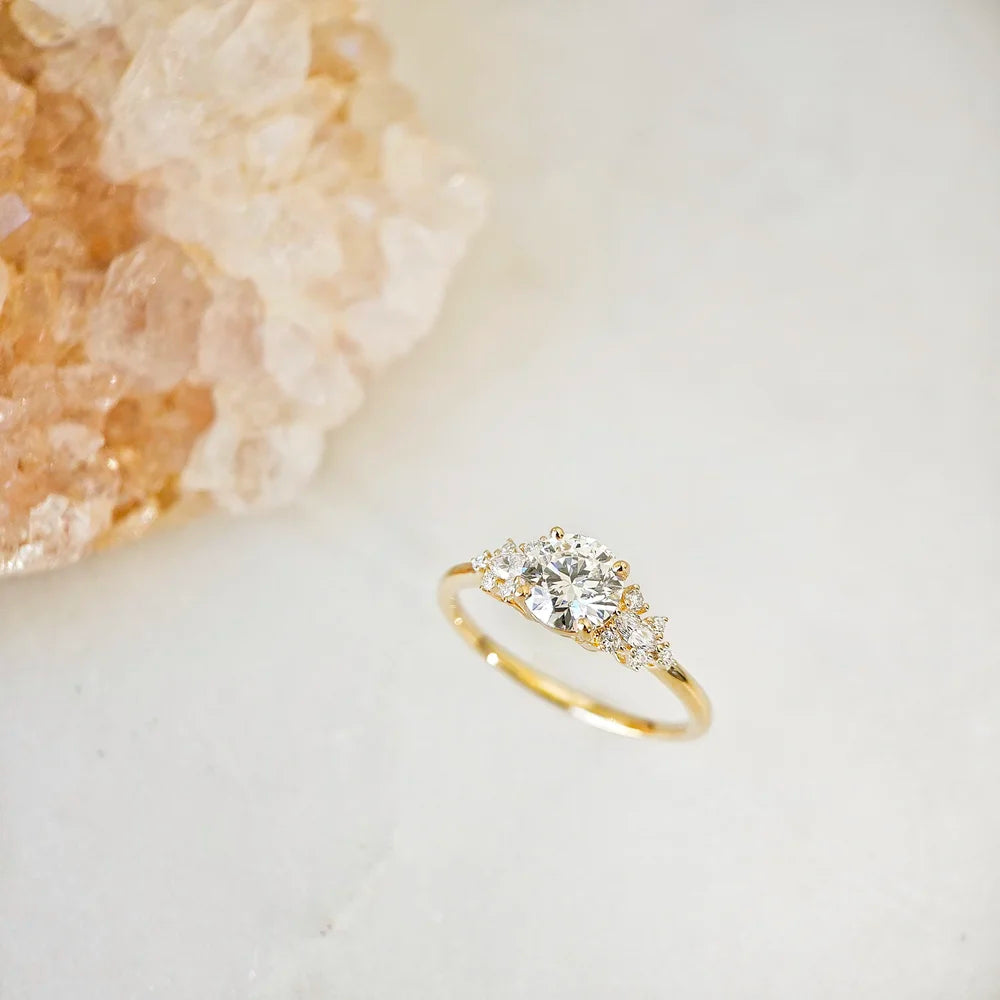 14K Sunburst Lab-grown Diamond Ring