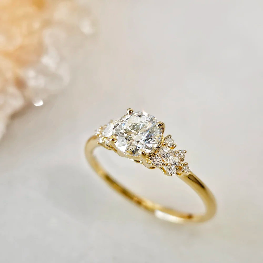 14K Sunburst Lab-grown Diamond Ring