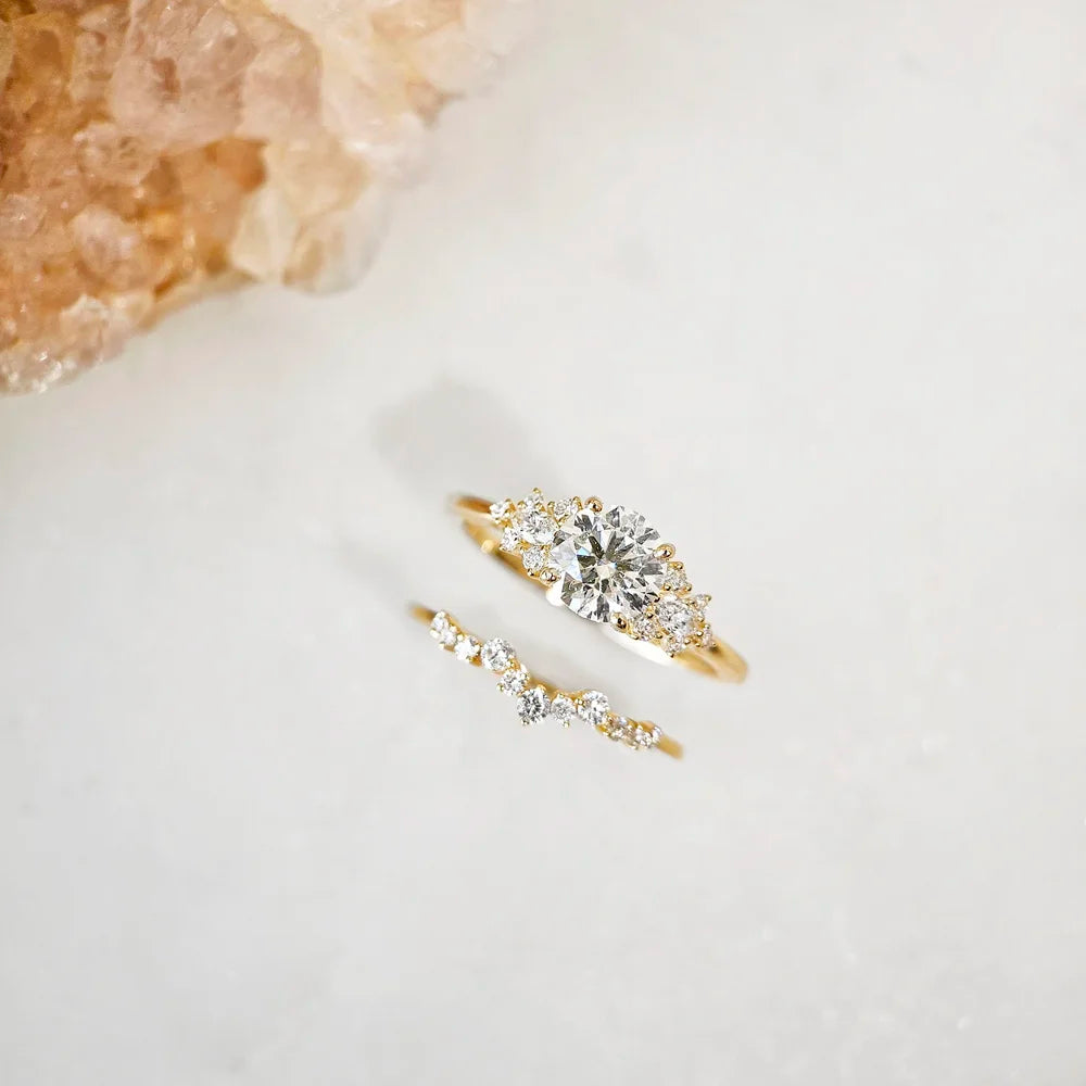 14K Sunburst Lab-grown Diamond Ring