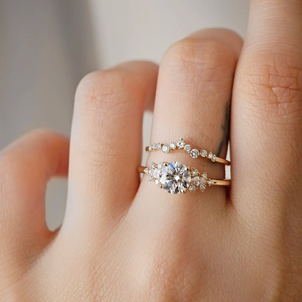 14K Sunburst Lab-grown Diamond Ring
