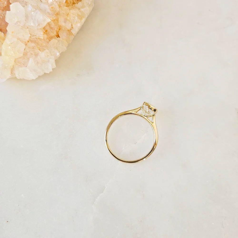 14K Bezel Cushion Lab-grown Diamond Ring