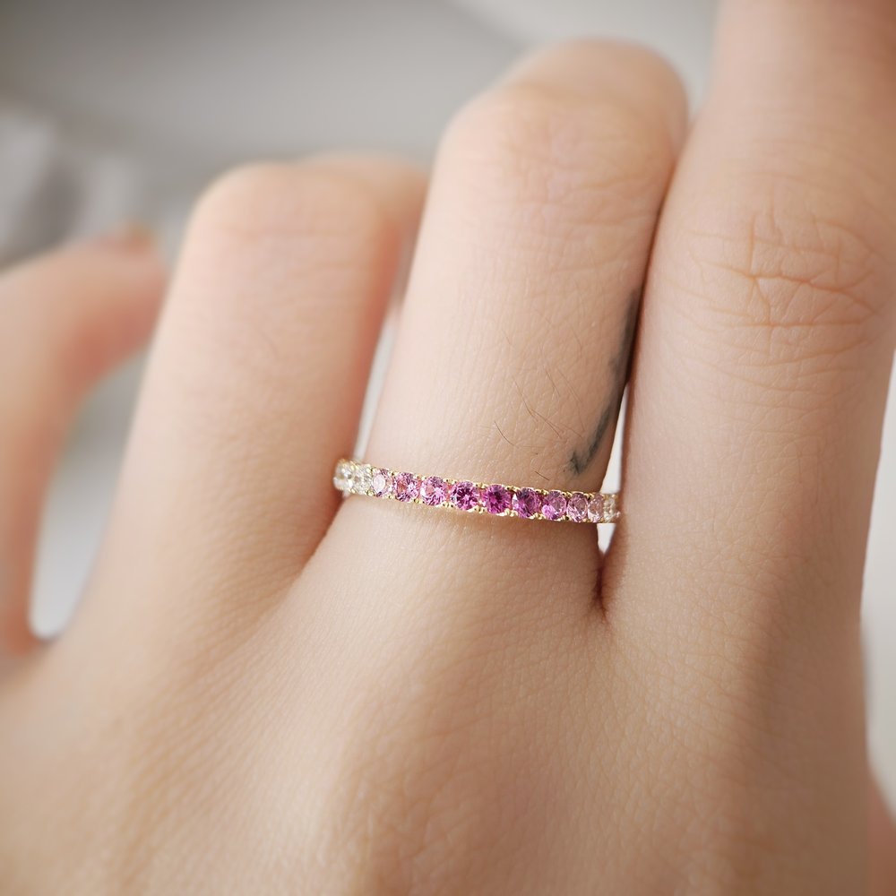 18K Pink Sapphire Gradient Band - Custom made 4-6 weeks
