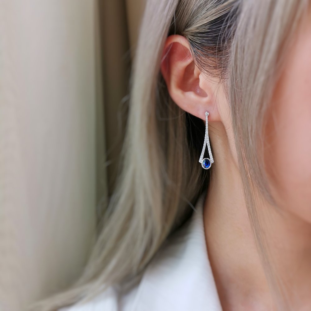 18K Celeste Sapphire Dangling Earring