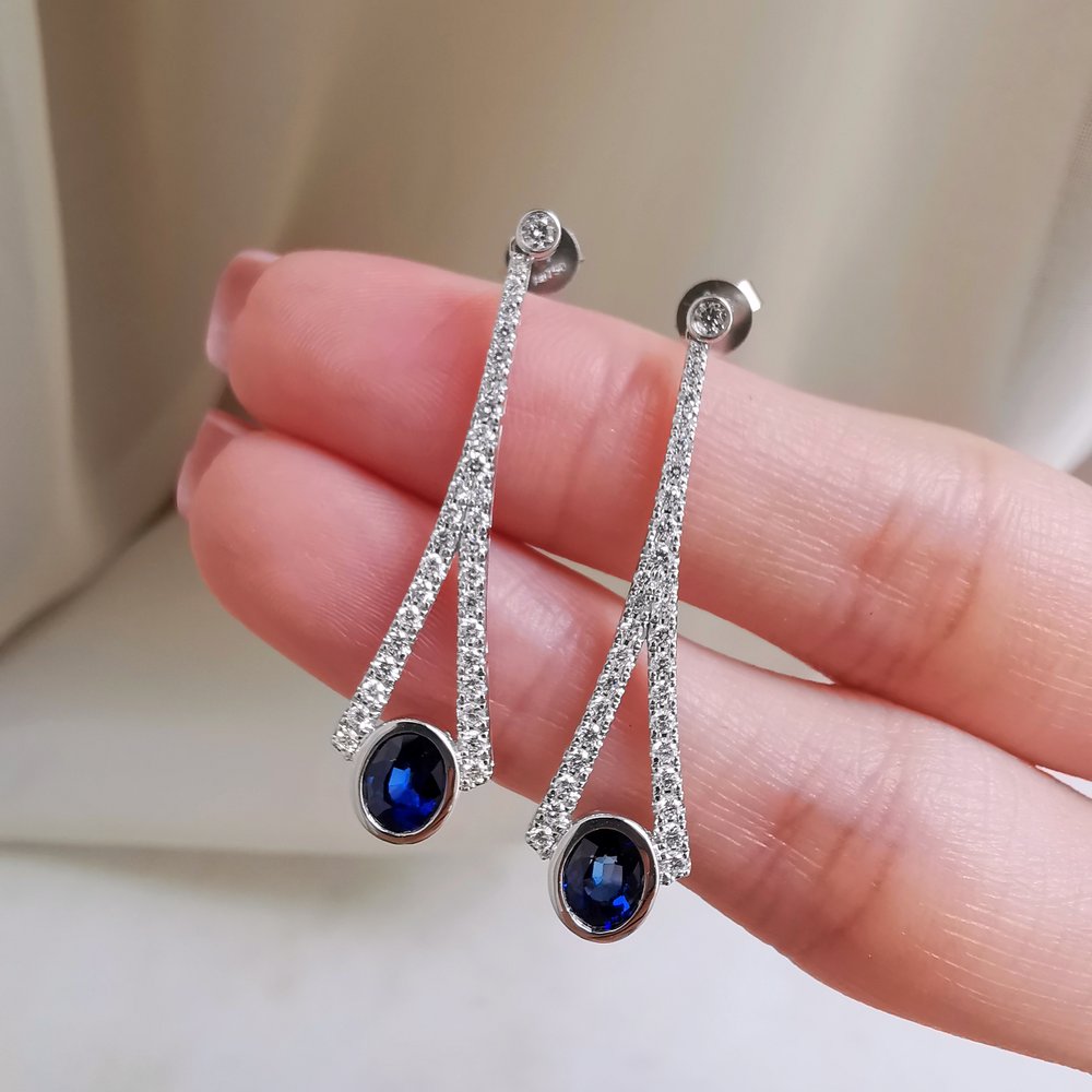 18K Celeste Sapphire Dangling Earring