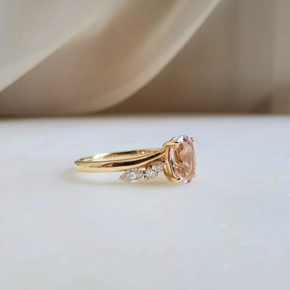 18K Avery Morganite and Diamond Ring