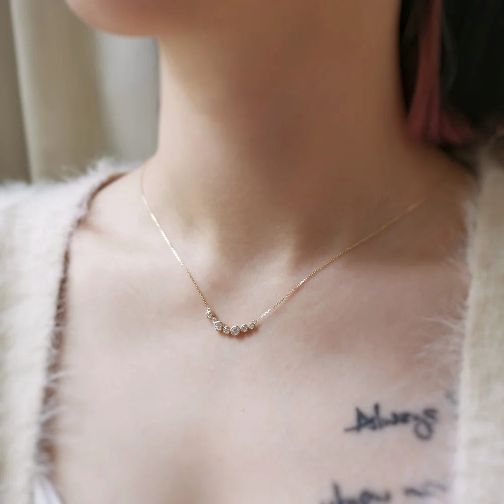 18K Bezel Setting Circular Lab-grown Diamond Necklace