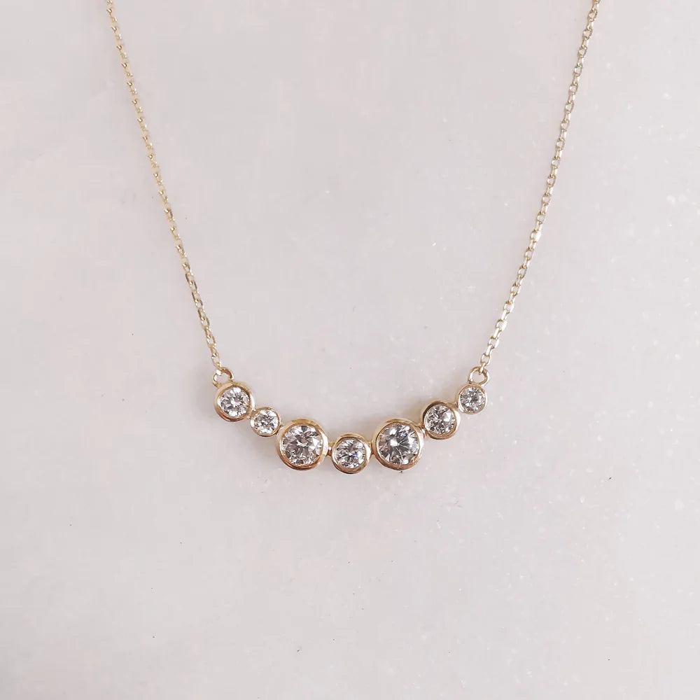 18K Bezel Setting Circular Lab-grown Diamond Necklace