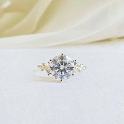 14K "The Gardenia" Moissanite Ring (Round Brilliant & Oval Cut Available)