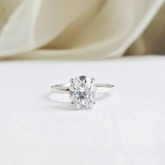 14K "The High Point" Oval Moissanite & Diamond Ring