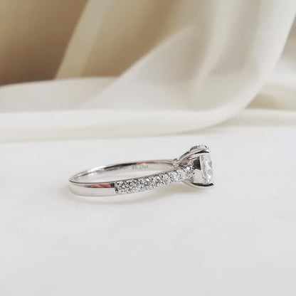 18K Angel’s Cradle Solitaire Moissanite Ring