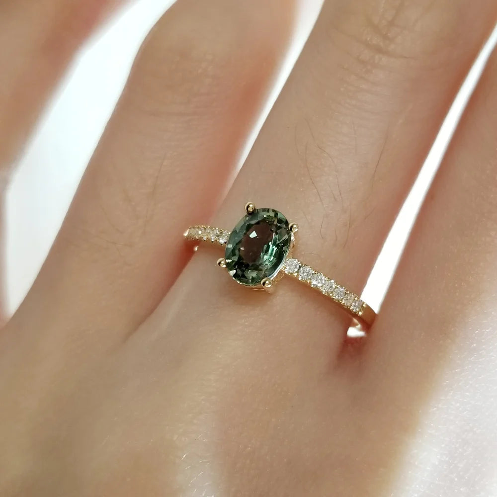 18K Cielo Green Sapphire Ring