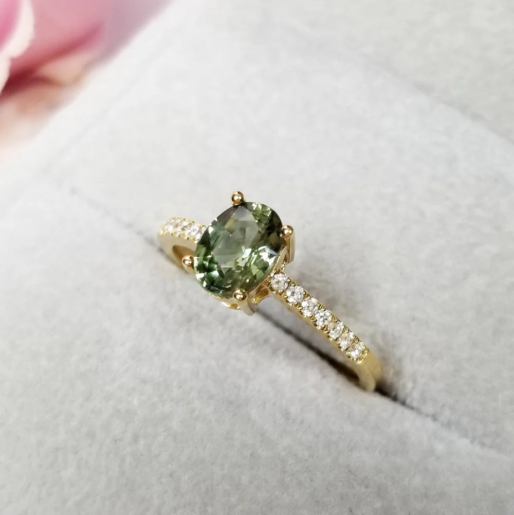 18K Cielo Green Sapphire Ring