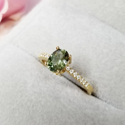 18K Cielo Green Sapphire Ring