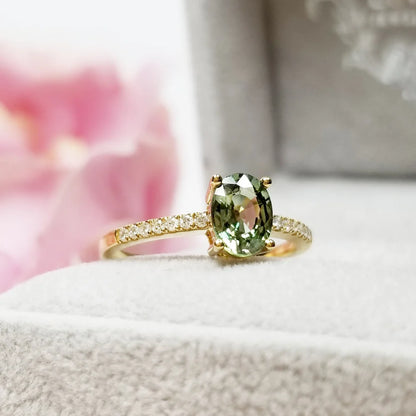 18K Cielo Green Sapphire Ring