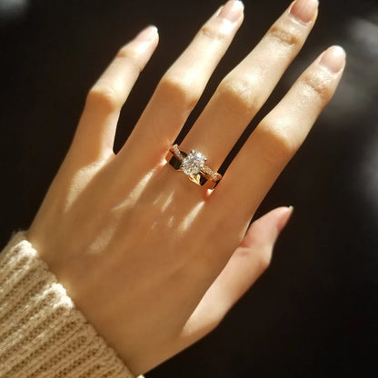 18K Crossover Oval Moissanite Ring
