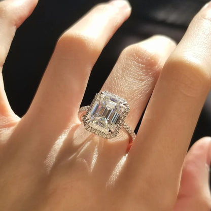 18K Midsummer Emerald Moissanite Ring