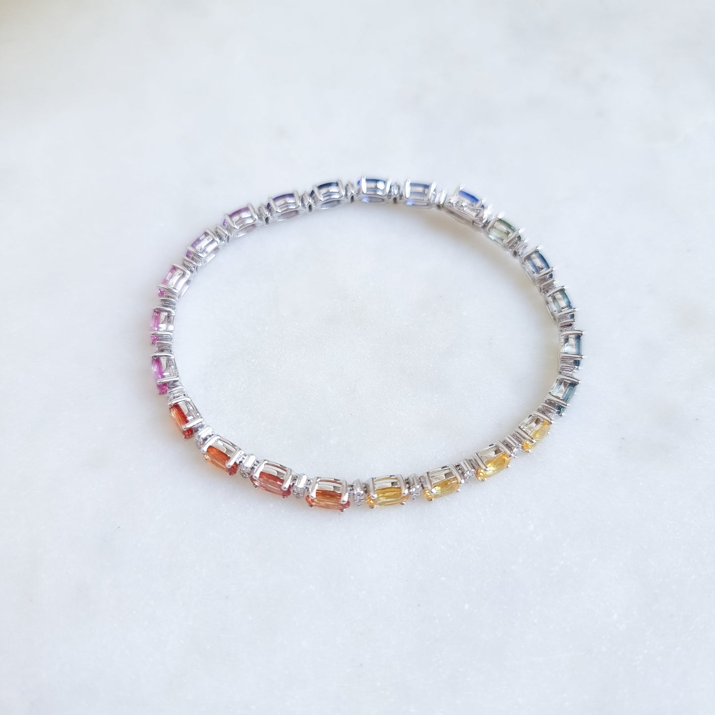 18K Multi Sapphire and Diamond Bracelet - (Custom Made ONLY - 4 to 6 Weeks)