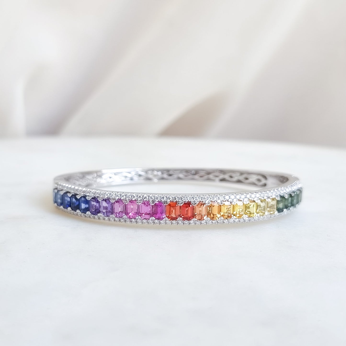 18K Multi Saphhire and Diamond Bangle