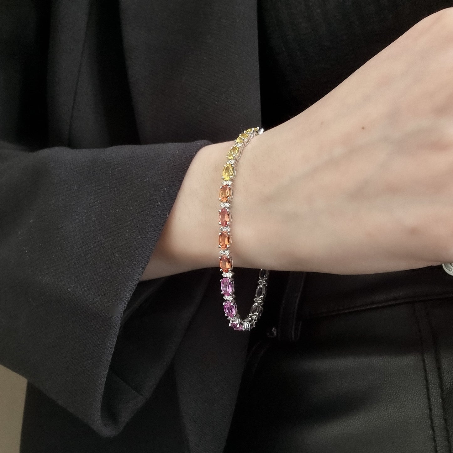 18K Multi Sapphire and Diamond Bracelet - (Custom Made ONLY - 4 to 6 Weeks)