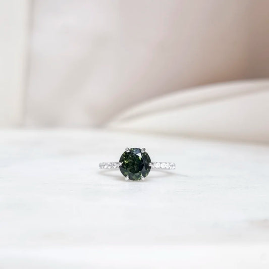 18K Diamond Wreath Green Tourmaline Ring