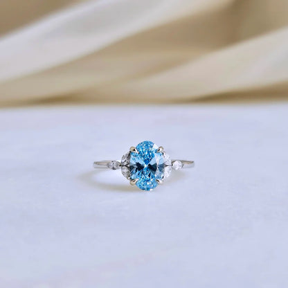 18K The Shirley Ring with Blue Lab-grown Diamond