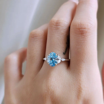 18K The Shirley Ring with Blue Lab-grown Diamond