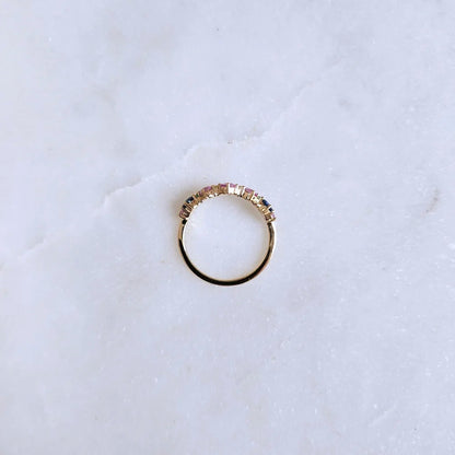 18K Multi-Colour Sapphire Curve Band