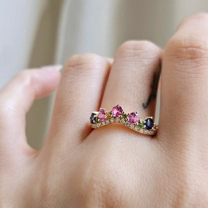 18K Multi-Colour Sapphire Curve Band