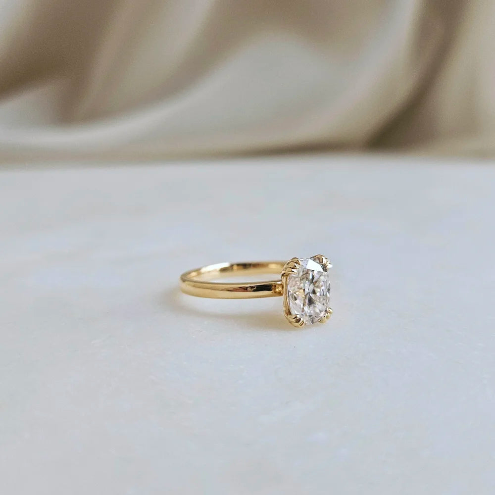 14K Triple-Claws Moissanite Ring