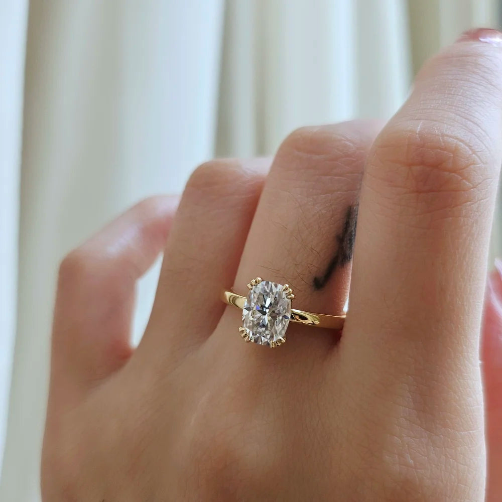 14K Triple-Claws Moissanite Ring