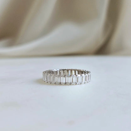 18K Emerald Cut Moissanite Eternity Band