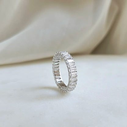18K Emerald Cut Moissanite Eternity Band