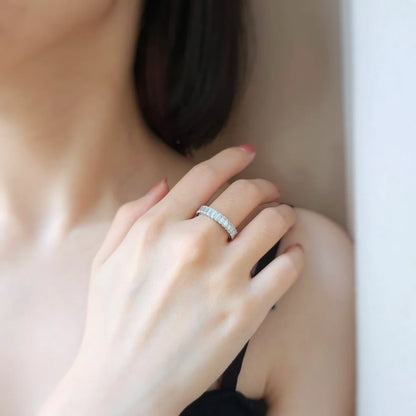 18K Emerald Cut Moissanite Eternity Band