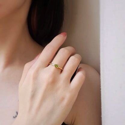 14K Hexagon Peridot Ring