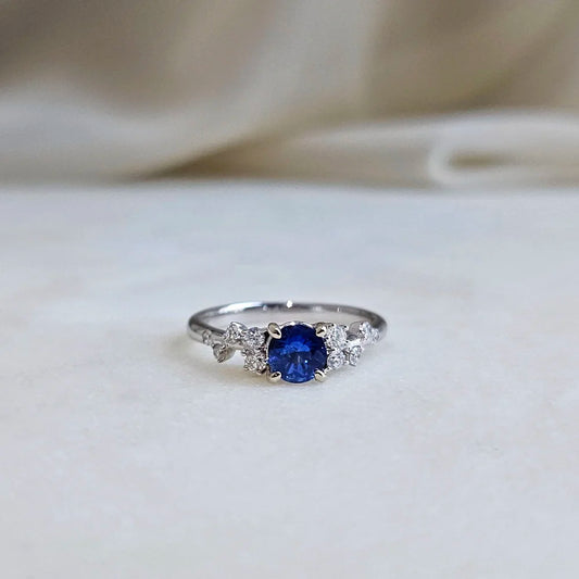 18K Gardenia Blue Sapphire Ring