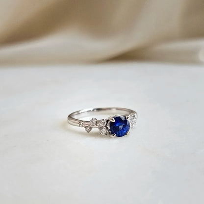 18K Gardenia Blue Sapphire Ring