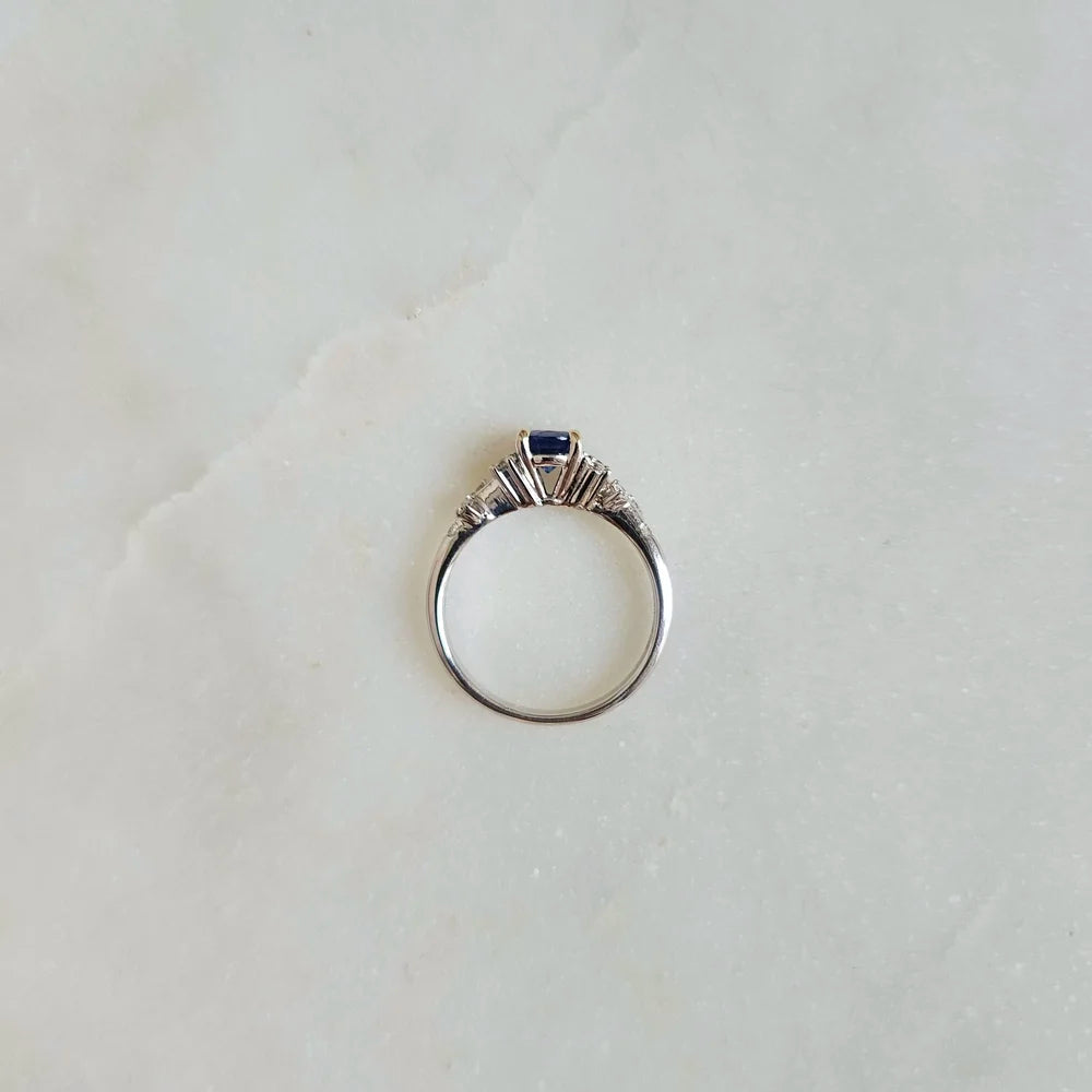 18K Gardenia Blue Sapphire Ring