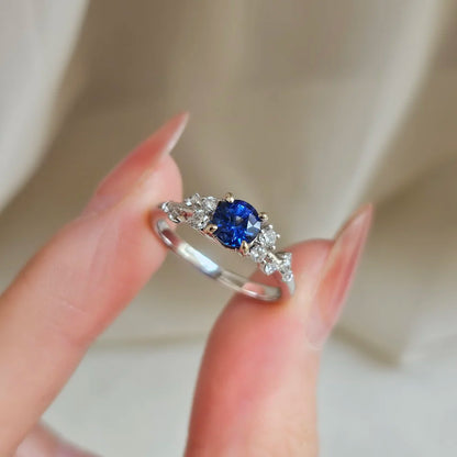 18K Gardenia Blue Sapphire Ring