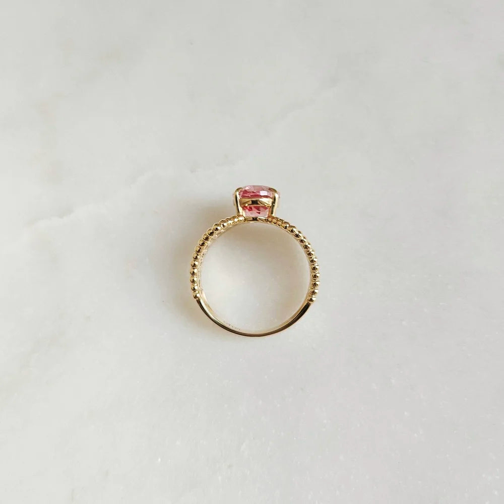 18K Lab Padparadscha Gold Ring