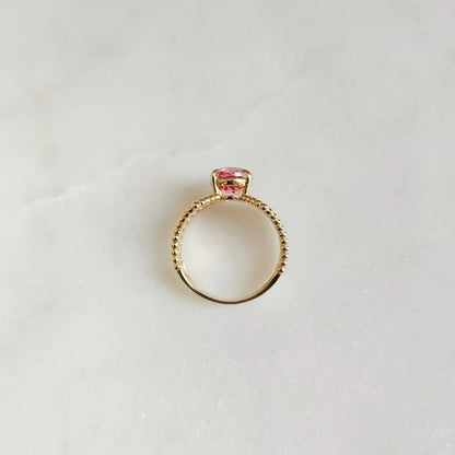 18K Lab Padparadscha Gold Ring