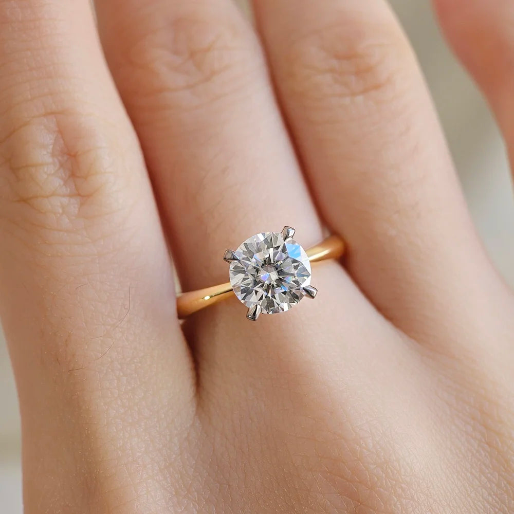 18K Classic Round Moissanite Ring